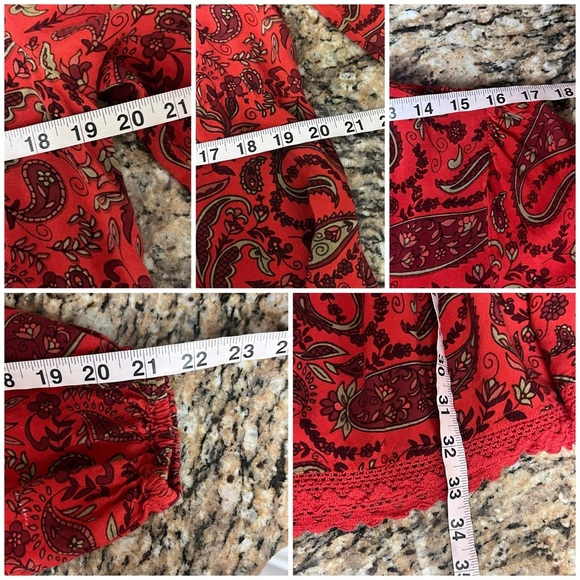 Harlow & Rose Paisley Red Mini Teired Dress Boho Hippie Peasent Fairy M Vampy - Picture 5 of 9